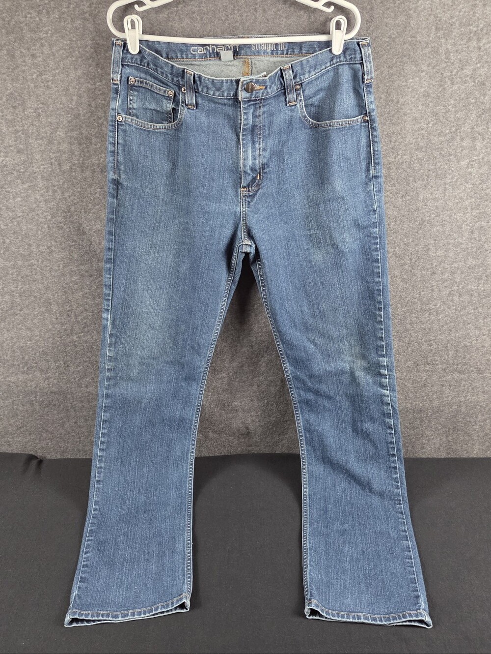 Carhartt Rugged Flex Jeans Mens 36x34 Blue Slim Seat Tapered Leg Straight Fit